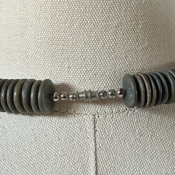 MCM Large Shell Pendant, Chalcedony, Keshi Pearl, Wood Statement Necklace. - Picture 5 of 5